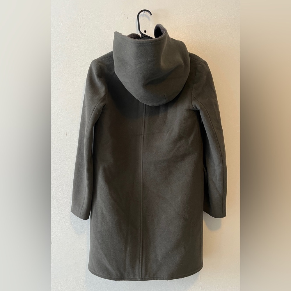M0851 WOOL DUFFEL HOODED COAT SIZE 2 Gray/ Green Made In Canada - Picture 4 of 16